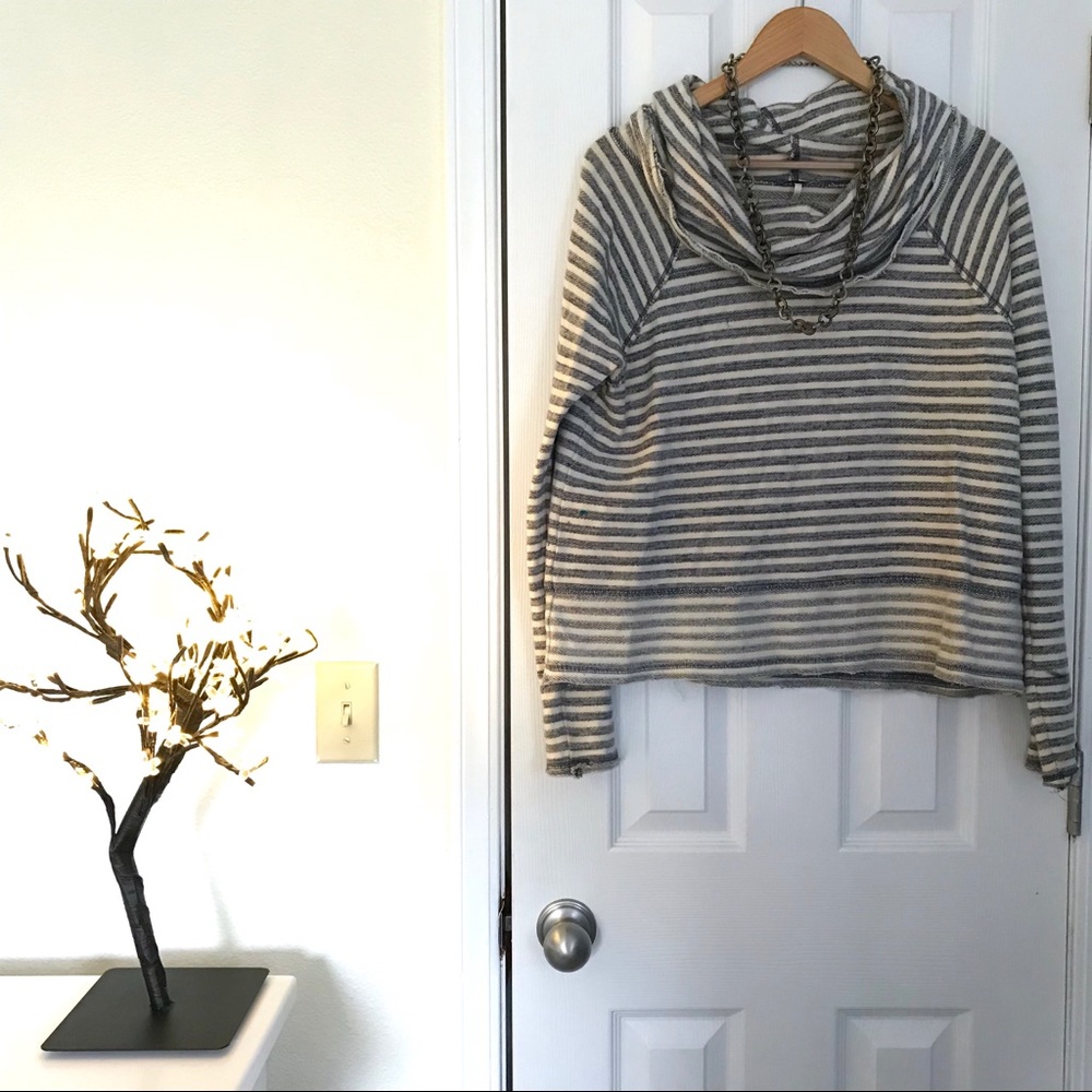 Distressed Free People cowl neck pullover
